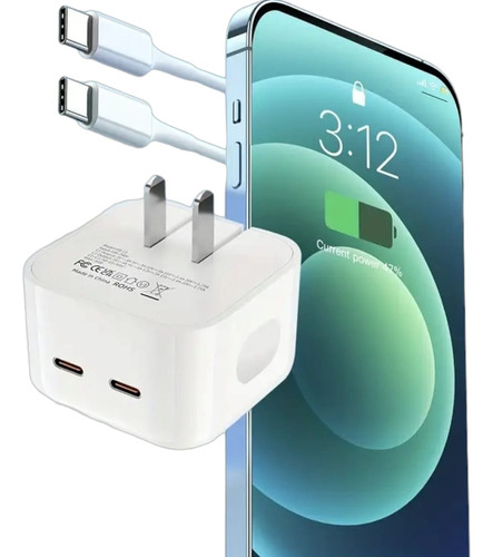 Cargador Original Tipo C Para iPhone 15 Pro De 35 W + Cable