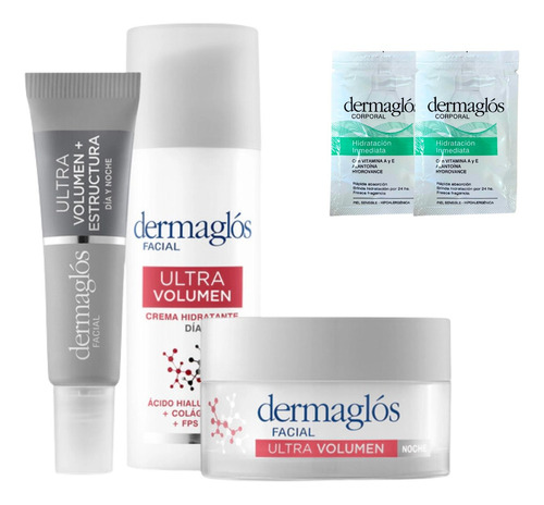 Kit Facial Dermaglós Ultra Volumen Crema Dia + Noche + Ojos