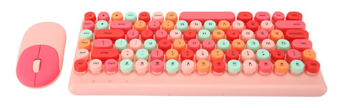 Teclado Y Ratón Inalámbricos De 86 Teclas, Retro, Coloridos