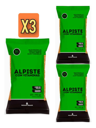 Alimento Para Pájaros Alpiste Nelsoni Ranch 750g X3 Unidades