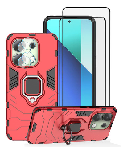 Funda Para Redmi Note 13 4g + Uso Rudo + 2 Micas + 2 Lentes