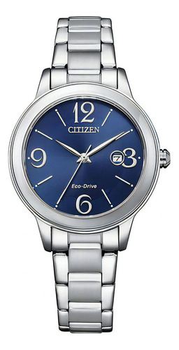 Reloj Citizen Ecodrive Analog Para Mujer De Acero Ew262086l Color De La Malla Plateado Color Del Bisel Plateado Color Del Fondo Azul