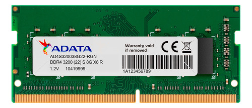 Memoria Ram Ddr4 8gb 3200mhz Adata Premier Laptop 