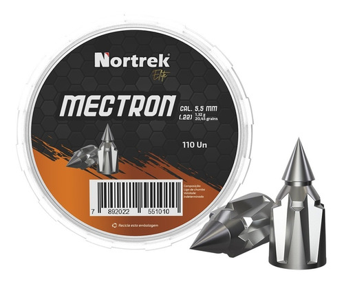 Chumbinho Nortrek Elite Mectron 5,5mm C/110 Un Perfuração