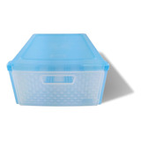 Kit 4 Gaveteiro Modular Organizador Multiuso Rattan Plástico Cor Azul-claro