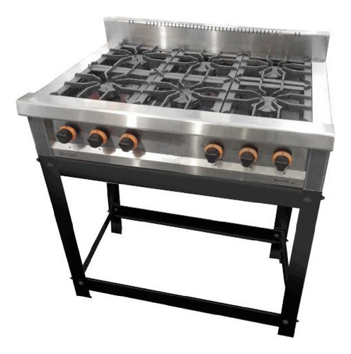 Anafe A Gas Morelli 101167 Mr Cheff Acero Inox 6 Hornallas