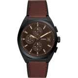 Reloj Hombre Fossil Fs5798 Cuarzo Pulso Marrón Original Color Del Bisel Negro Color Del Fondo Cafe