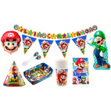 Kit Decoración Fiesta Infantil Mario Bross 12 Personas