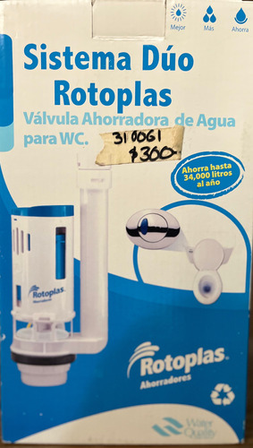 Sistema Duo Rotoplas- Válvula Ahorradora De Agua Para Wc