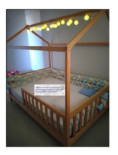 Cama Casinha Infantil Em Madeira Maciça / Tamanho Casal