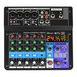 Consola Mezcladora De Sonido De 6 Canales, Bluetooth, Usb