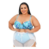 Short  Plus Size Curto Moda Praia Avulso Rendão Verão 