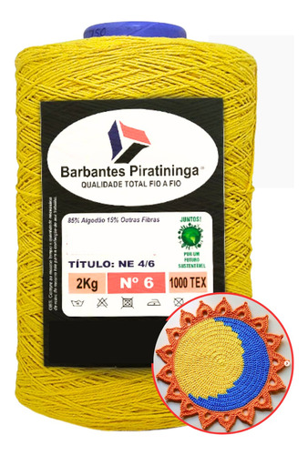 Barbante Piratininga Colorido Cru 2kg Fio 6 8 Escolha A Cor