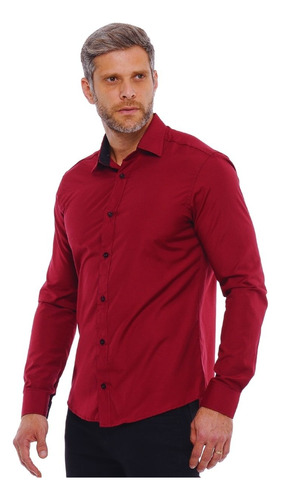 Camisa Slim Manga Longa Social Masculina Sem Bolso Executivo