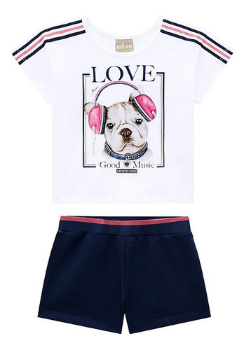 Conjunto Infantil Short Moletinho + Blusa Cachorro Milon