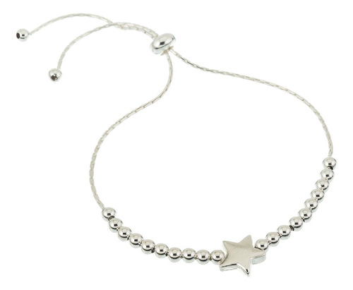 Pulsera De Plata 925 Regulable Bolitas Ajustable Estrella