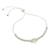 Pulsera De Plata 925 Regulable Bolitas Ajustable Estrella