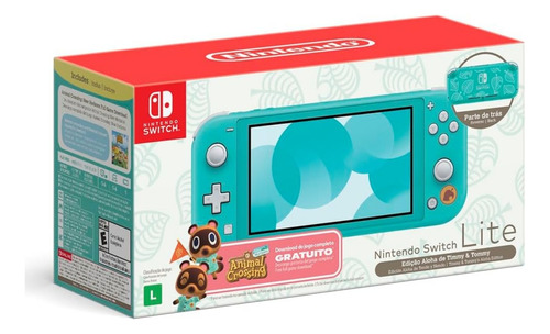 Console Nintendo Switch Lite Animal Crossing: New Horizons - Turquesa Cor Azul-celeste