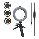 Ring Light 6'' C/ Mini Tripé Mesa Live Youtuber Estudio Luz