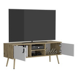 Rack Para Tv Huna - Macadamia / Blanco