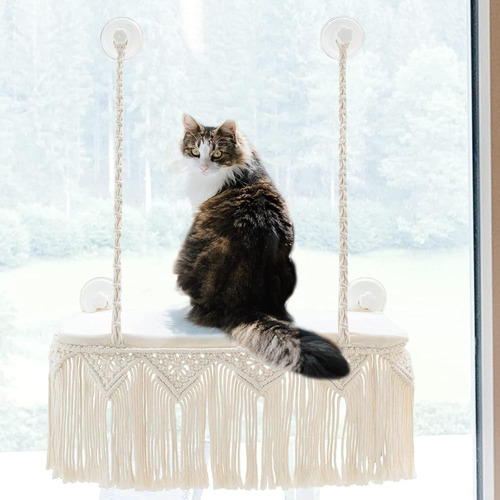 Dahey Macramé Gato Ventana Percha Boho Cat Hamaca Montada En