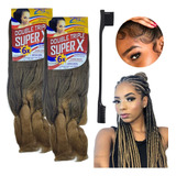 Kit 2 Pacotes Cabelo Jumbo Super X Tranças Escova Baby Hair 