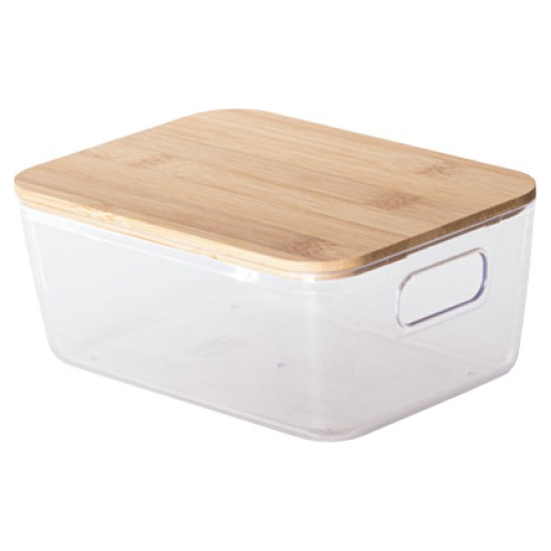 Cesto Organizador Com Tampa Em Bambu 19x13x8 Cm 