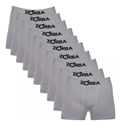 Kit 10 Cueca Boxer Box Zorba 781 S/ Costura - Cinza