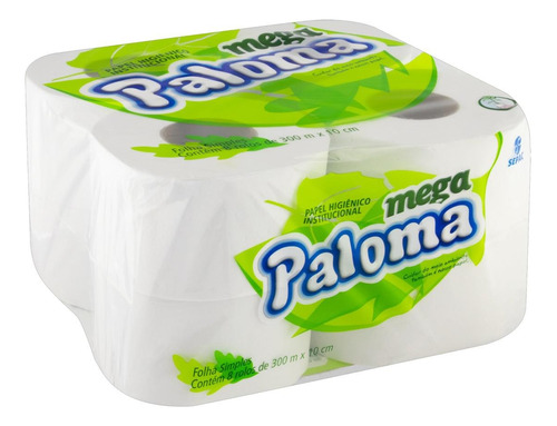 Kit 08 Rolao Papel Higiênico Paloma Folha Simples 300 Mts