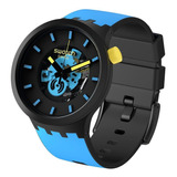 Reloj Hombre Swatch Travel By Day Sb03b108 Ss Color De La Correa Azul Color Del Bisel Negro Color Del Fondo Negro
