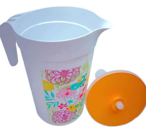 Jarra Para Agua Decorada Plastico Tupperware Con Tapa Toper