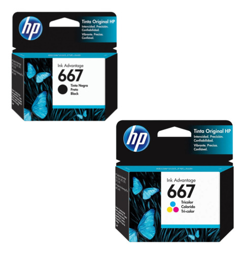 Kit Cartucho Tintas Hp 667 Impressora Deskjet Advantage 2774