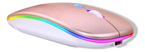 Mouse Inalambrico Rosado Recargable Con Bluetooth Y 2.4ghz