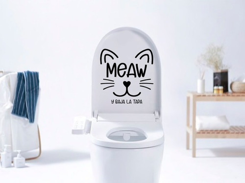 Sticker Tapa De Baño Wc Impermeable Meaw Gato