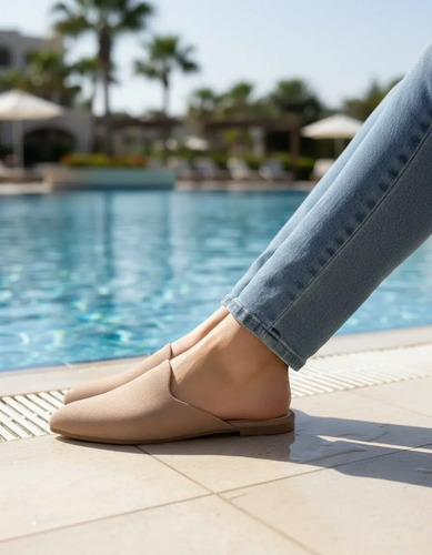Zapatos Mules Nude Casuales Mujer Mules Dama Beige