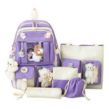 1 Conjunto Combinado De Mochila Escolar Kawaii Estilo