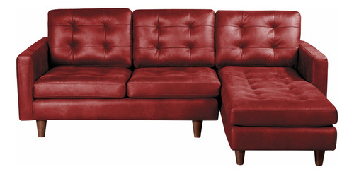 Sofa Chaiselong Der Napoles Cuero Ketucky Rojo