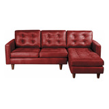 Sofa Chaiselong Der Napoles Cuero Ketucky Rojo