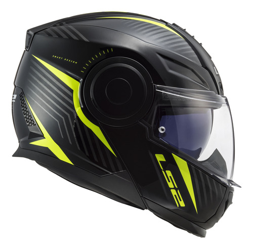 Capacete Moto Ls2 Skid Ff902 Preto Amarelo Articulado