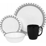 Set De Vajilla Vidrio Negro 16 Pzs