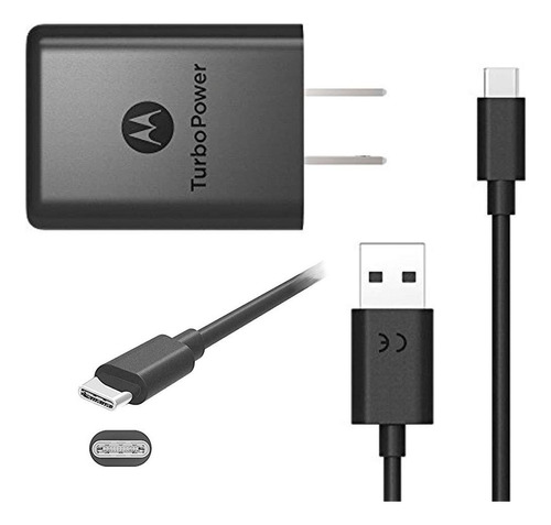 Cargador Motorola 15w + Cable Usb - C 1m Original Negro