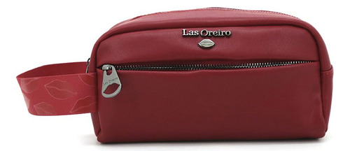 Neceser Portacosmetico Las Oreiro Ecocuero Organizador Viaje Color Rojo Diseño De La Tela Liso