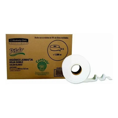 Papel Higienico Bobina Petalo Hoja Doble 250m 6 Rollos