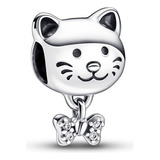 Charm Pandora Original Gatito Y Lazo Plata S925 Ale