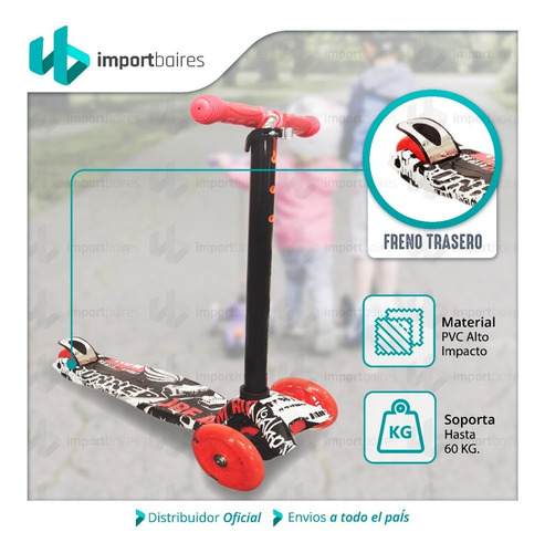 Monopatín Infantil 4 Ruedas Abec 7 Silicona Luces Led