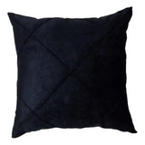 Almofada Cheia Suede Drapeada Macia 45x45 Decorativa - Preto