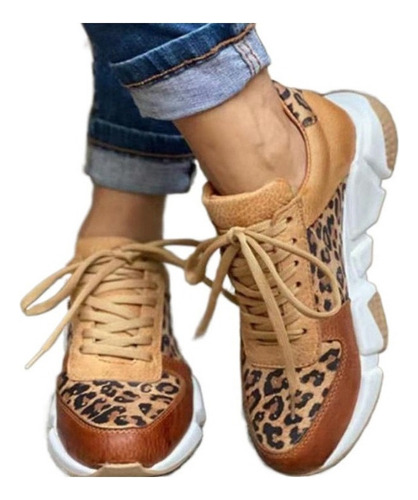 Sapatos Com Estampa De Leopardo Para Mulheres Tênis C