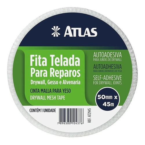 Fita Telada Auto Adesiva P/ Drywall Gesso - Atlas 50mm X 45m