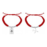 Pulsera Tejida Roja Para Parejas Viajera Plata 925