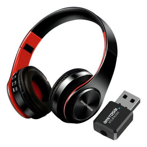 Auriculares Inalambricos Para Tv Con Su Adaptador Bluetootf5 Color Rojo